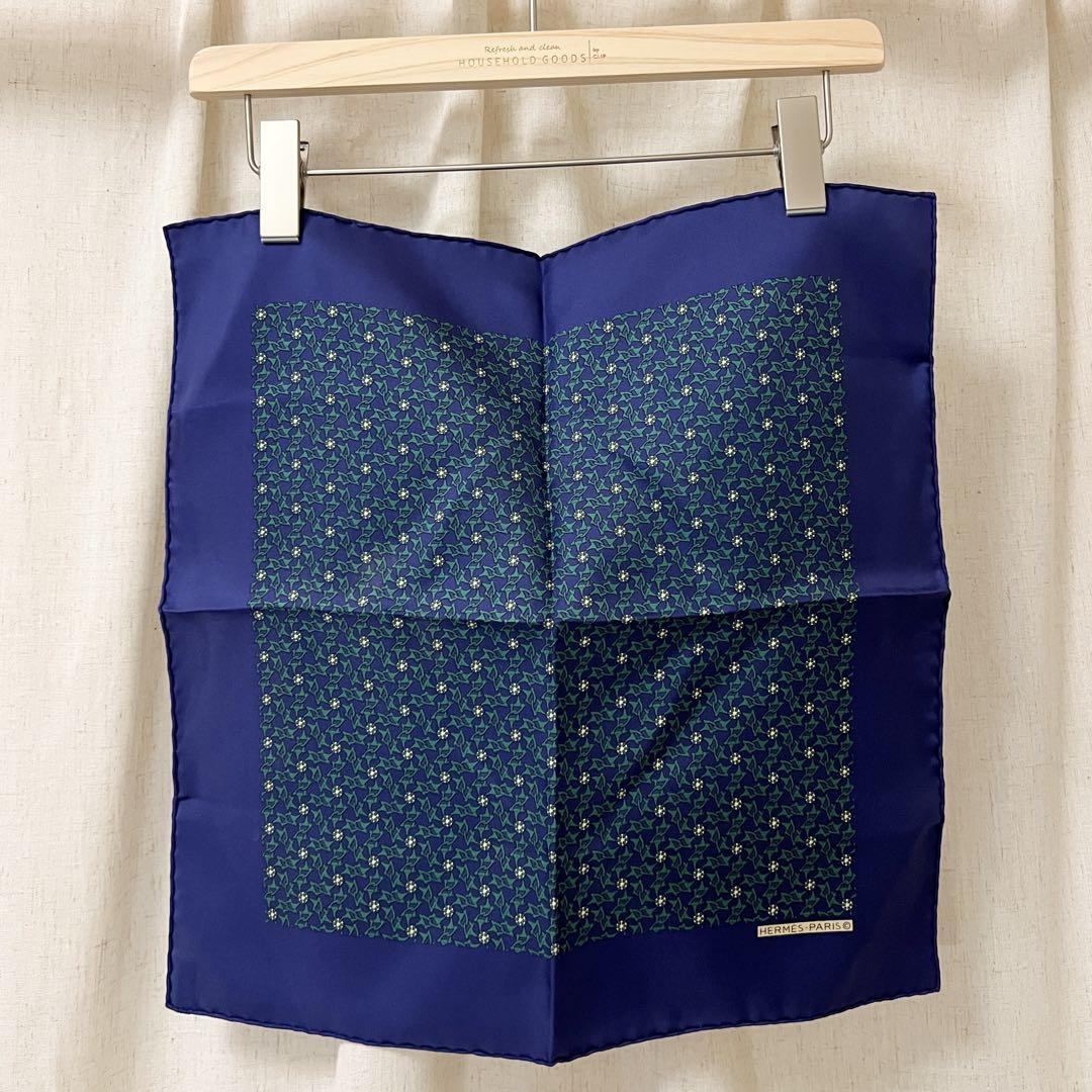 HERMES｜エルメス カレ45 シルクミニスカーフ ブルー小物