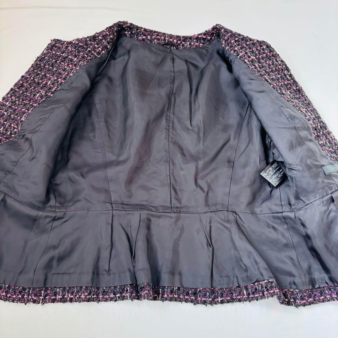 ANAYI ラメ ツイード ノーカラー セットアップ セレモニー 38 Mサイズ ANAYI ラメ ツイード ノーカラー セットアップ セレモニー 38 Mサイズ