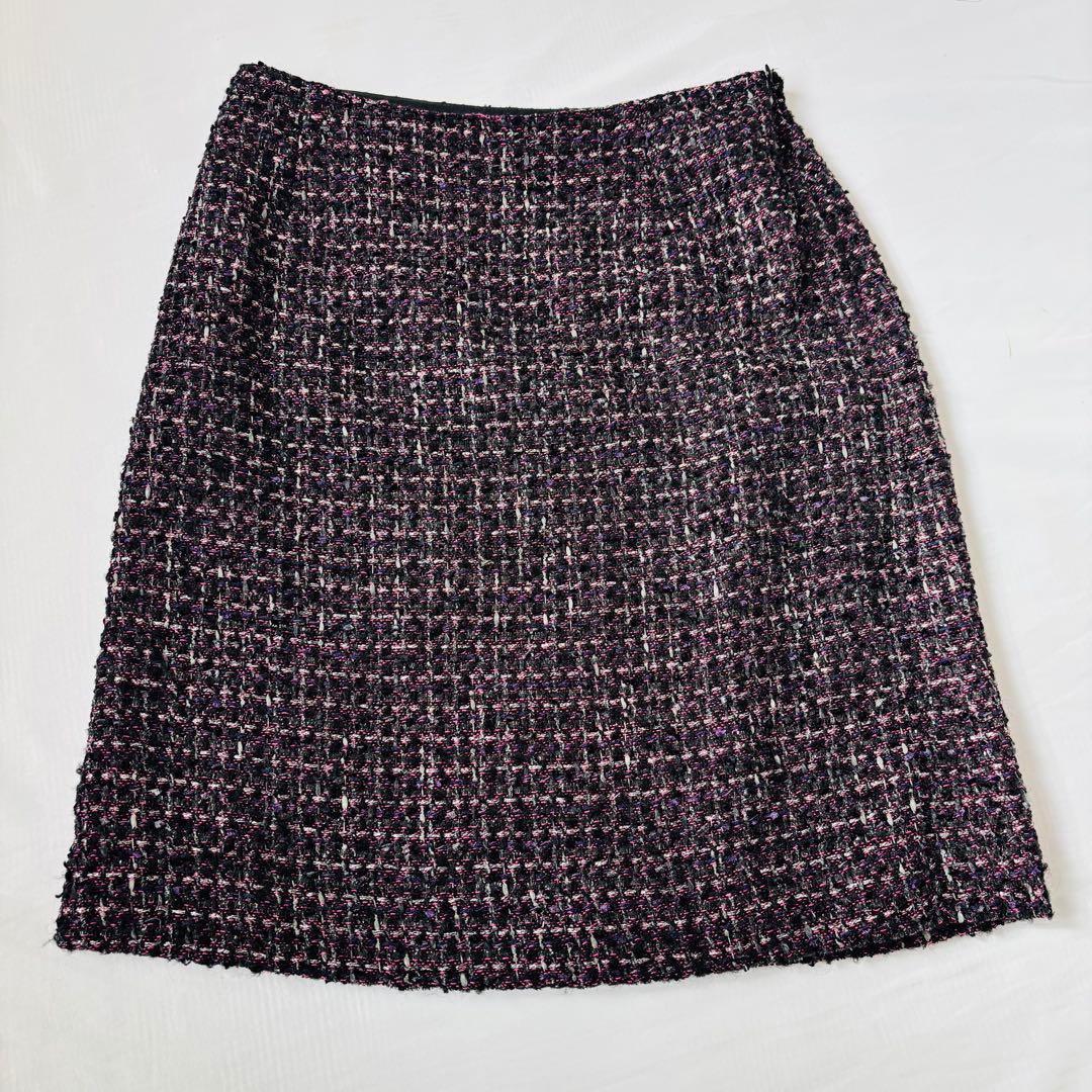 ANAYI ラメ ツイード ノーカラー セットアップ セレモニー 38 Mサイズ ANAYI ラメ ツイード ノーカラー セットアップ セレモニー 38 Mサイズ