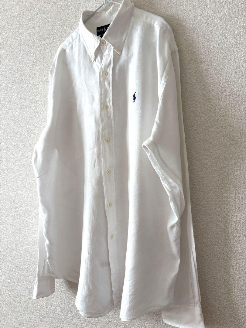 ラルフローレン リネン 麻 シャツ L ホワイト