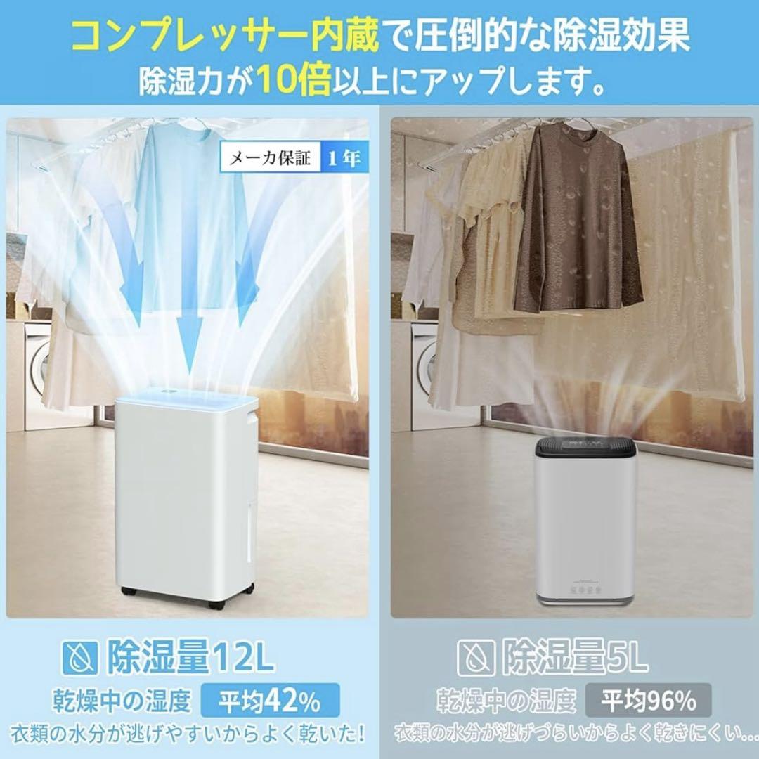 除湿機コンプレッサー式強力除湿 除湿器【12L/日除湿量木造15畳・鉄筋30畳】