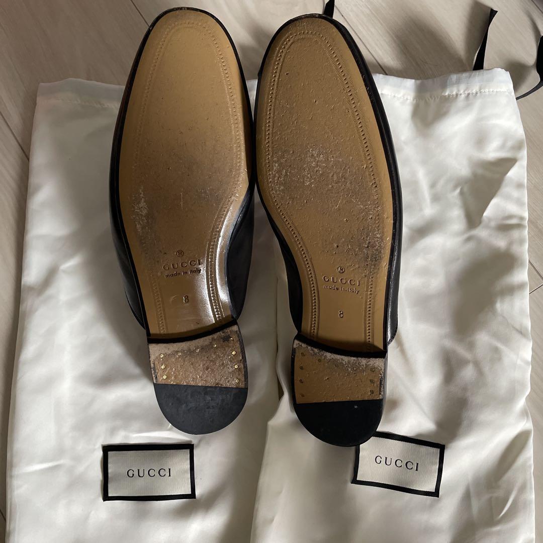 GUCCI ブラック コインローファー　踵なし　サイズ8