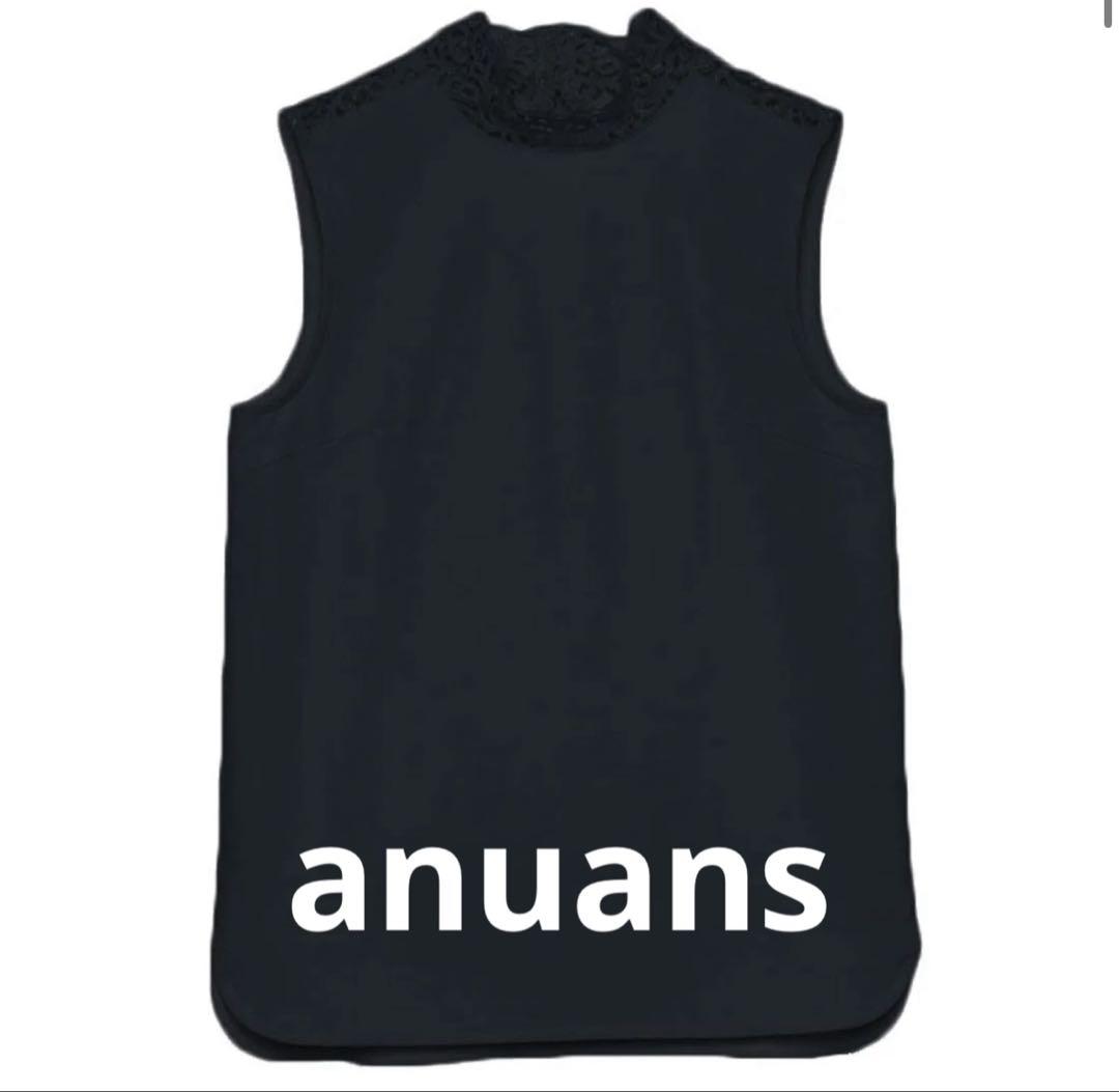 美品　anuans レースドッキングカットトップス （NAVY）