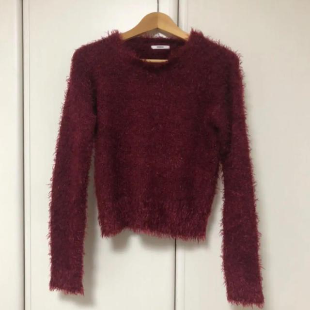 シャギーニット　ボルドー