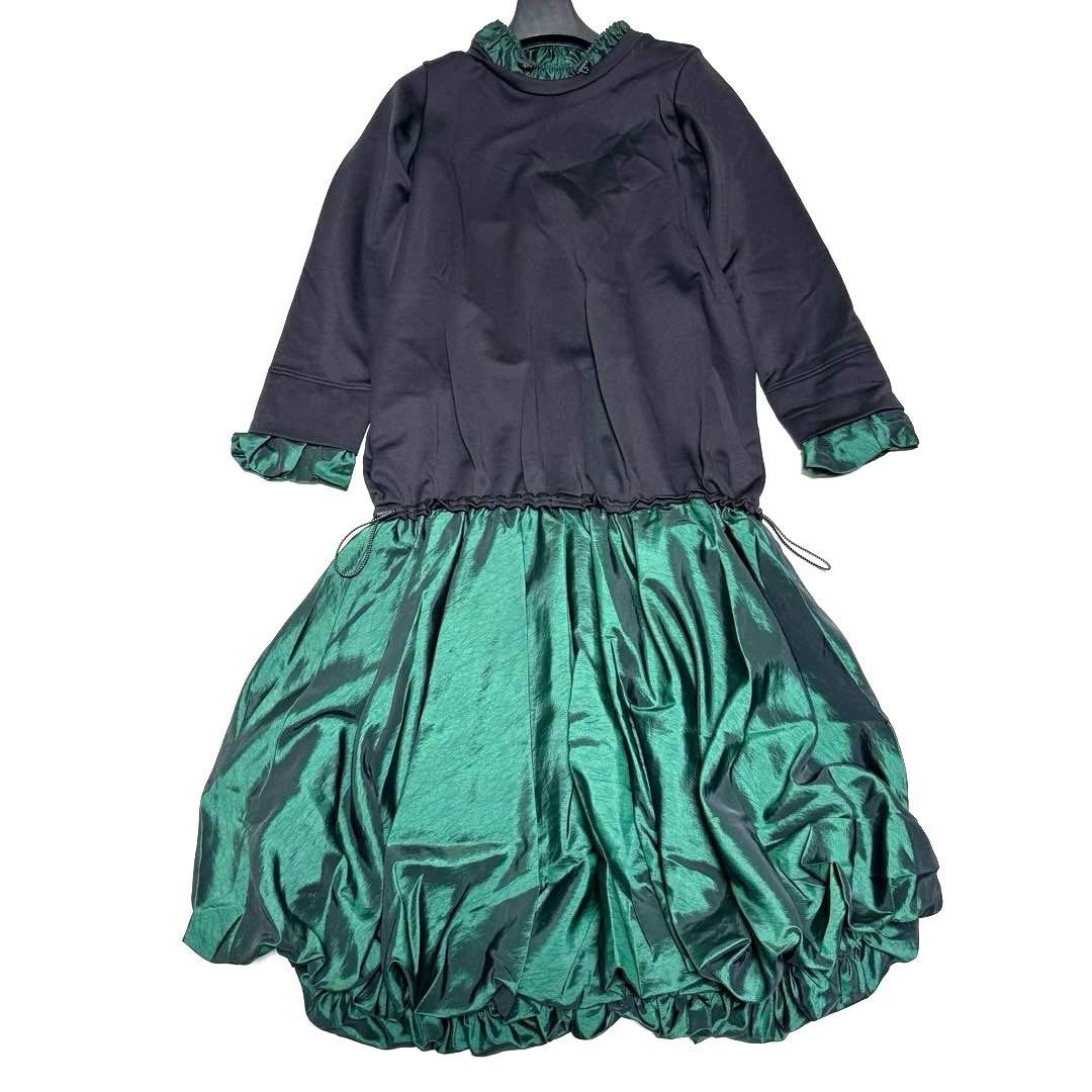 アンスリード un3d 異素材 ドッキング ワンピース バルーン タフタ