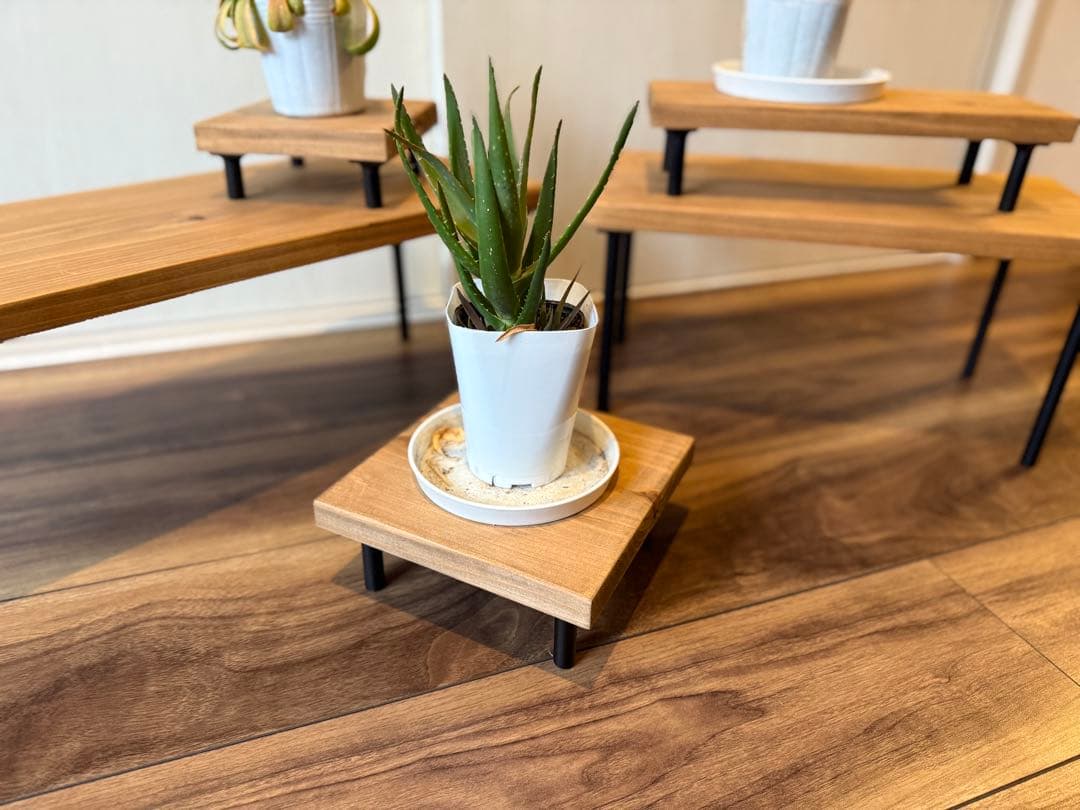 花台 5点セット 木製 杉無垢材×アイアン 植物スタンド 観葉植物