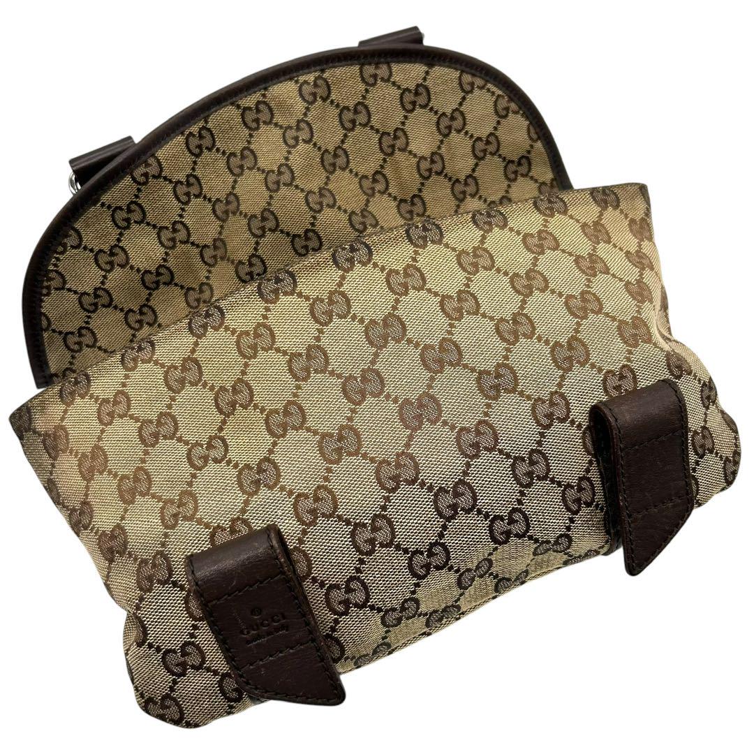良品 1767 GUCCI ボディバッグ ggキャンバス レザー キャンバス 茶