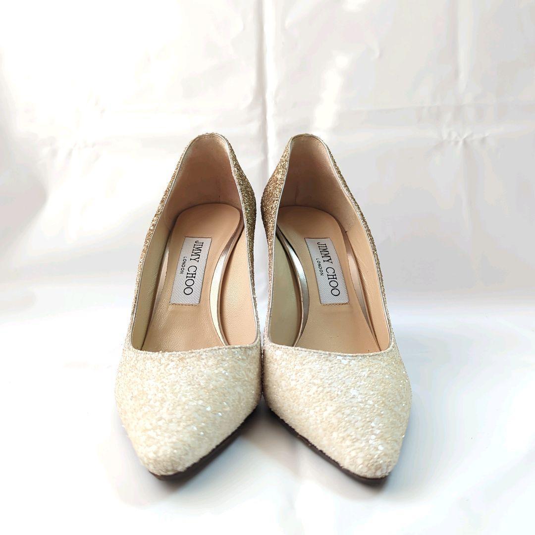 JIMMY CHOO 37 グリッターパンプス ラメ ROMY 結婚式 - メルカリ