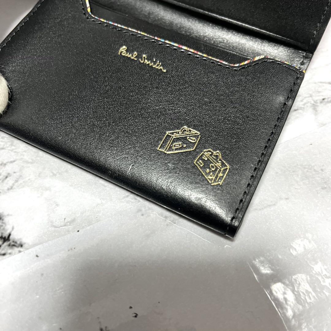 【ほぼ未使用品】ポールスミス 名刺入れ カードケース ベジタン ブラック レザー