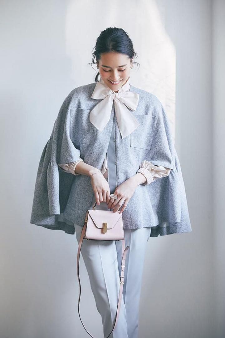 セブンテン　seventen ツイードフレア　ショートコート　ポンチョ　M