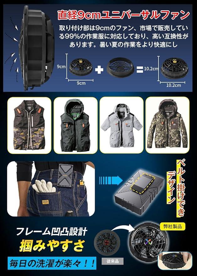 ファンバッテリーセット42V超高出力 2種類駆動モード 作業服専用 急速充電器