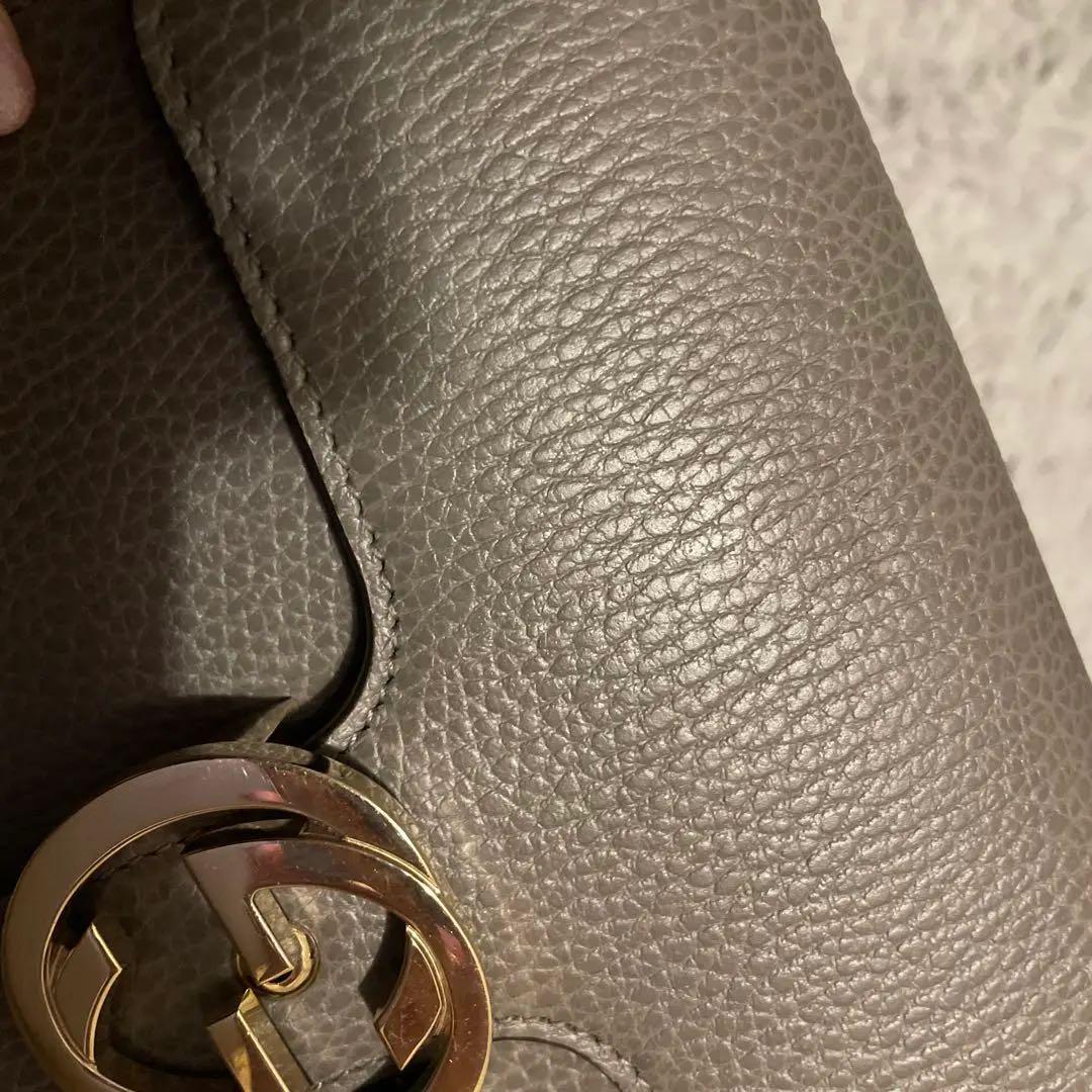 【最終お値下げ！】GUCCI グレー レザー ショルダーバッグ