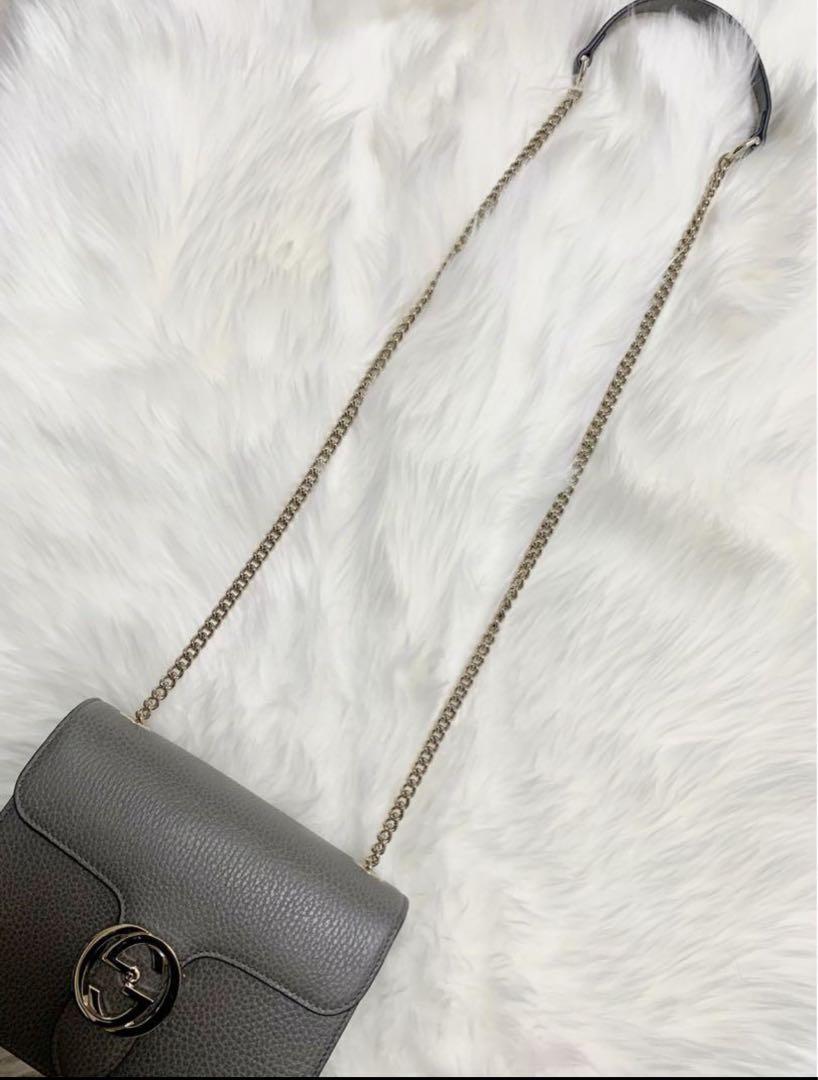 【最終お値下げ！】GUCCI グレー レザー ショルダーバッグ