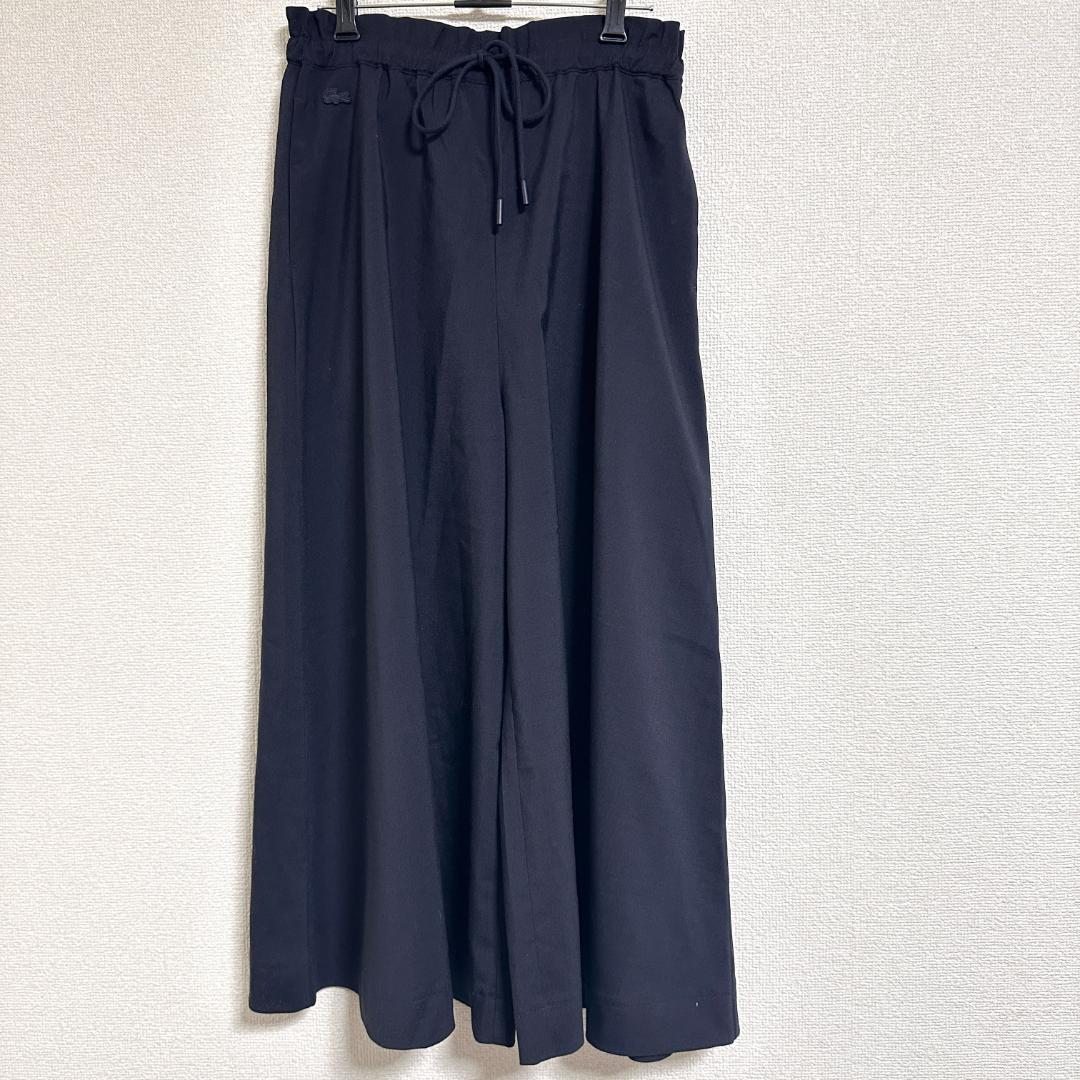 LACOSTE ウールタッチガウチョパンツ クロップド丈 イージーワイドパンツ