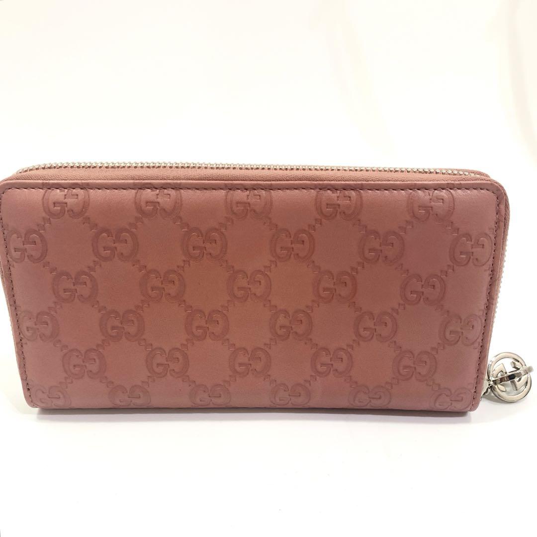 GUCCI グッチ グッチシマ ラウンドジップ ウォレット ピンク 長財布⓪