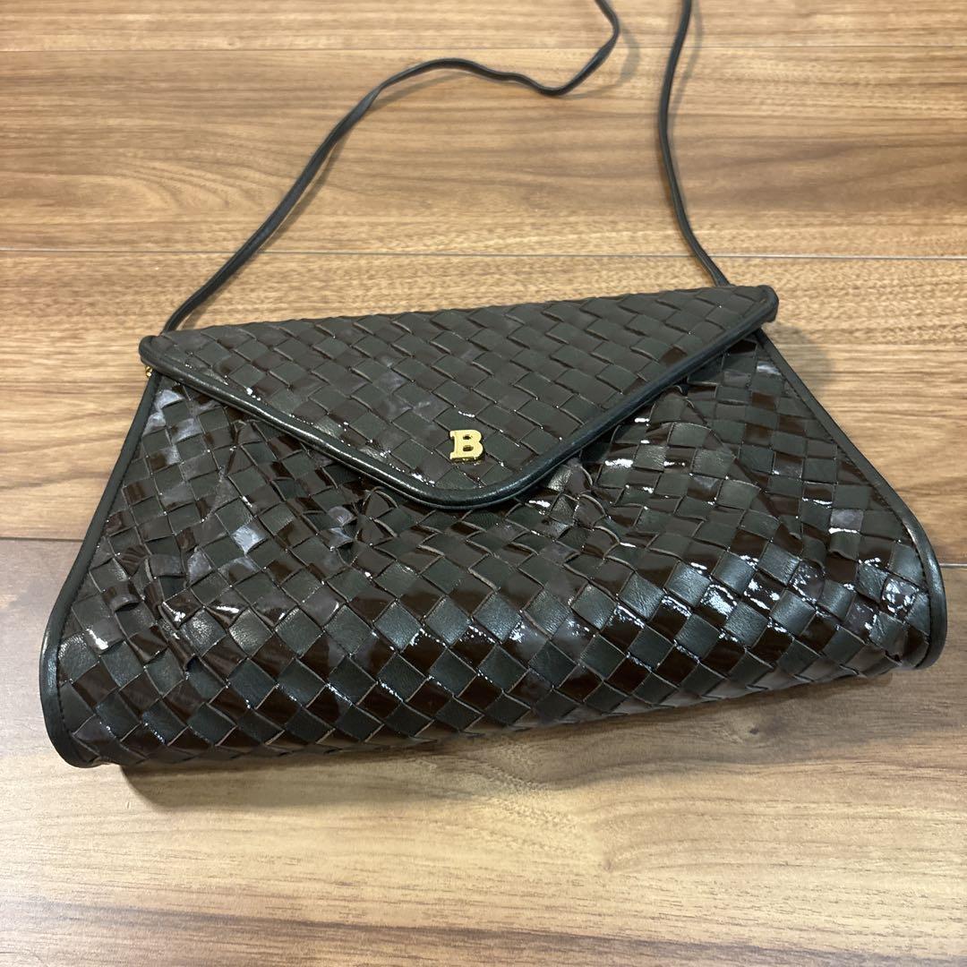 BALLY バリー レザー 本革製 エナメル 編み込 ショルダーバッグ