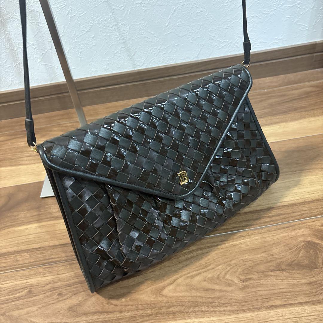 BALLY バリー レザー 本革製 エナメル 編み込 ショルダーバッグ