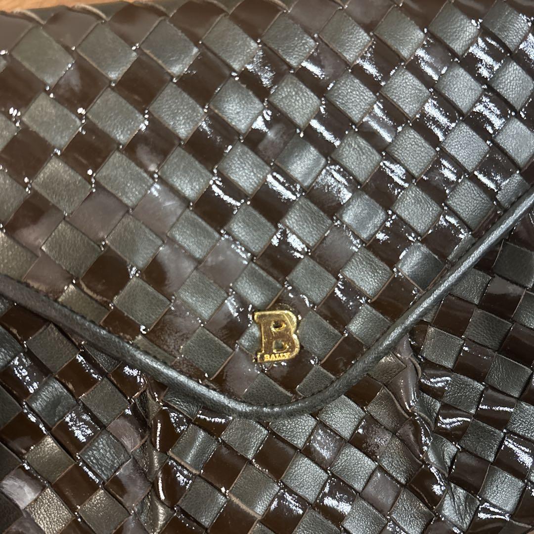 BALLY バリー レザー 本革製 エナメル 編み込 ショルダーバッグ