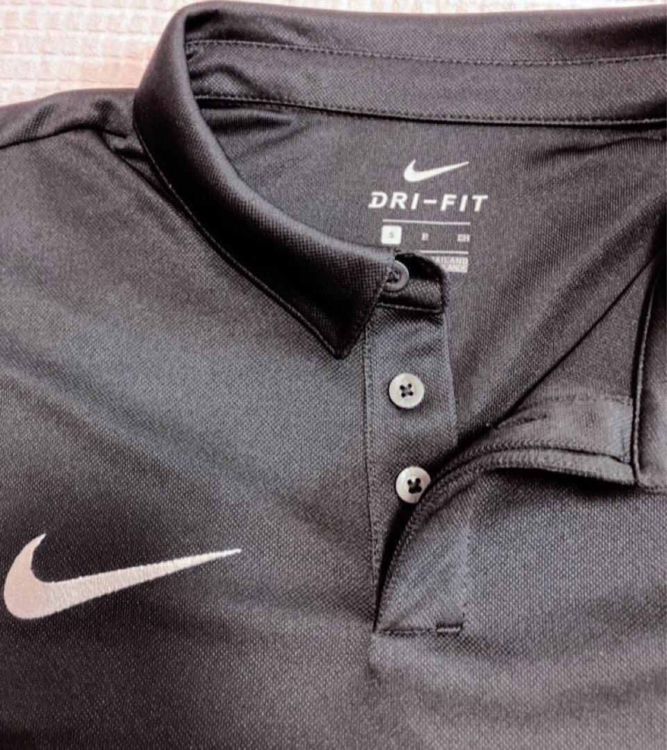 美品】Nike テニスロゴ刺繍DRI-FIT ブラックポロシャツXLサイズ