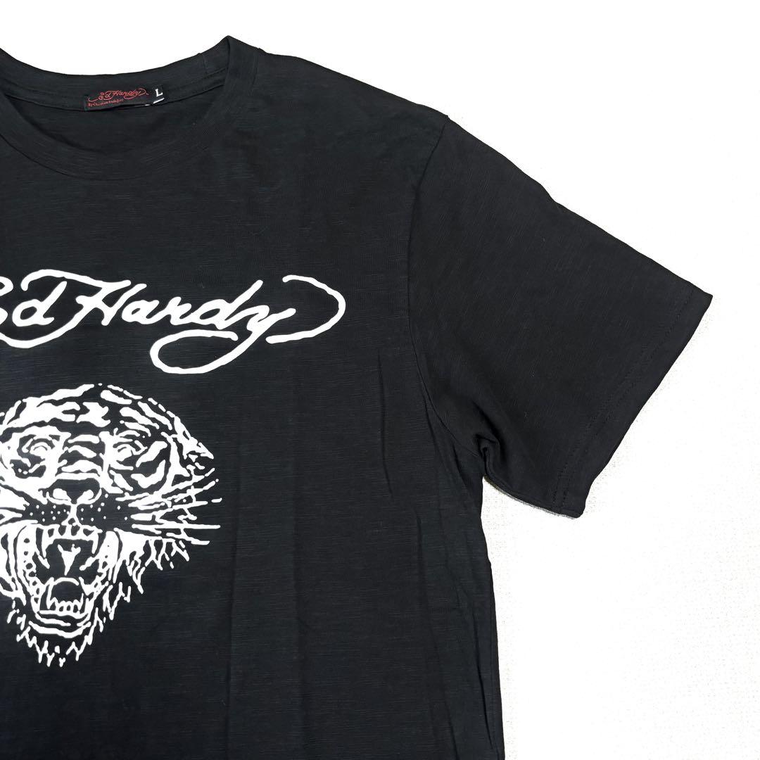 未使用級 Ed Hardy エドハーディー 半袖 Tシャツ 虎柄 黒 メンズ
