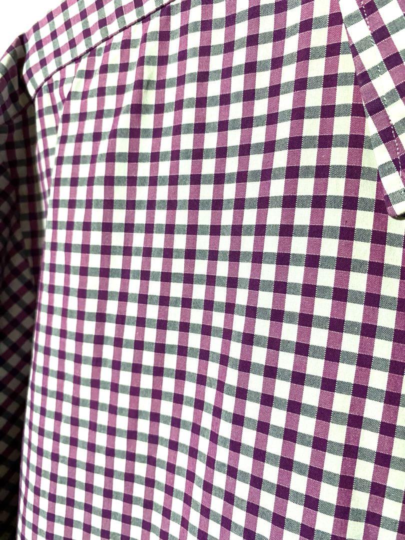 BURBERRYLONDON M L 長袖 ギンガムチェック 長袖 紫 シャツ