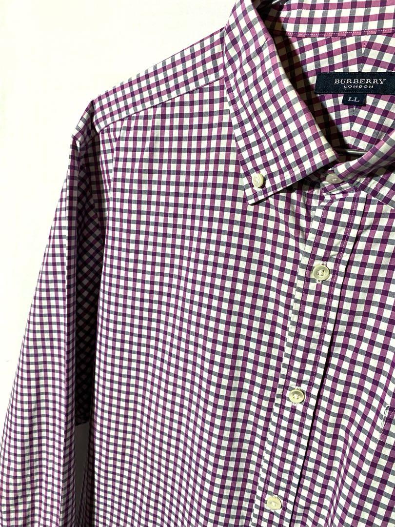 BURBERRYLONDON M L 長袖 ギンガムチェック 長袖 紫 シャツ