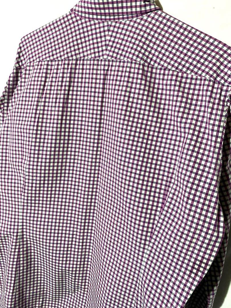 BURBERRYLONDON M L 長袖 ギンガムチェック 長袖 紫 シャツ