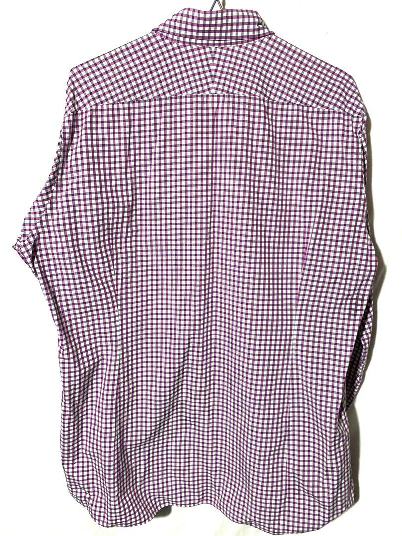 BURBERRYLONDON M L 長袖 ギンガムチェック 長袖 紫 シャツ