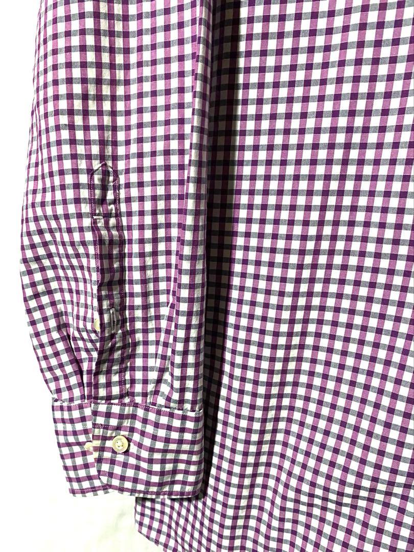 BURBERRYLONDON M L 長袖 ギンガムチェック 長袖 紫 シャツ