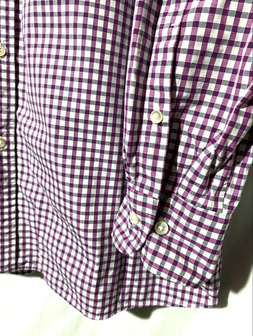 BURBERRYLONDON M L 長袖 ギンガムチェック 長袖 紫 シャツ