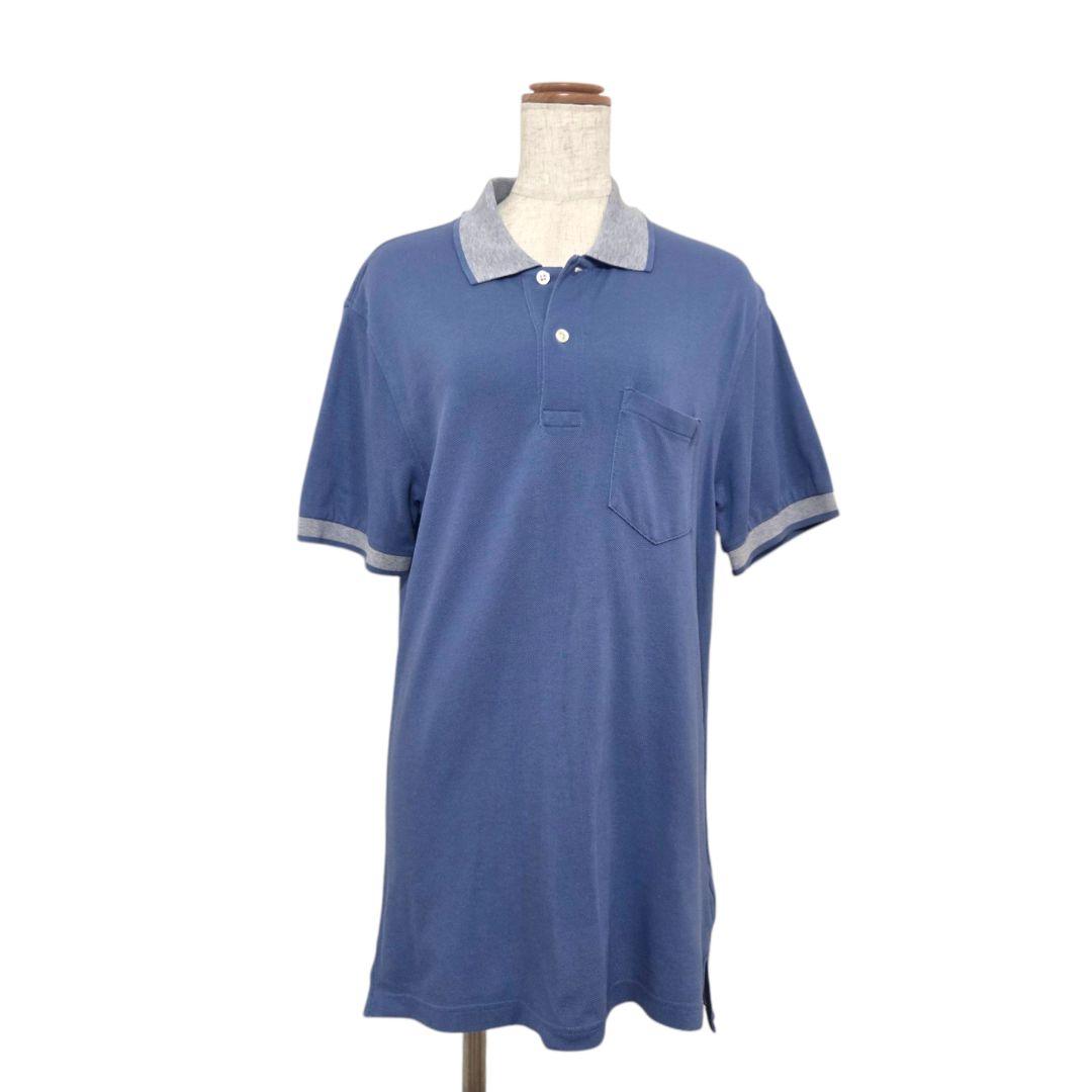 Brooks Brothers　半袖ポロシャツ　M　ブルー×グレー系　コットン