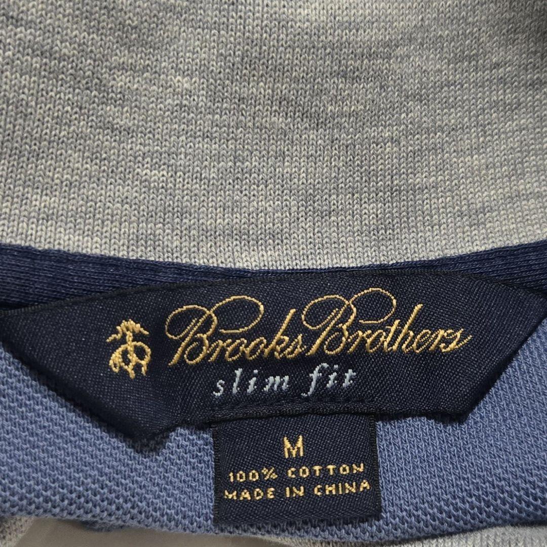Brooks Brothers　半袖ポロシャツ　M　ブルー×グレー系　コットン