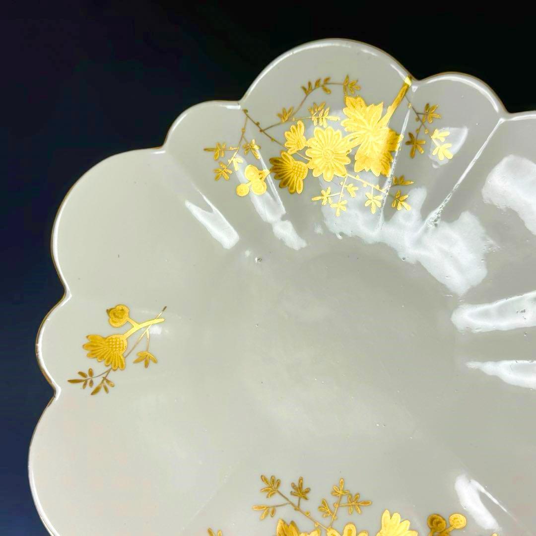 ■19世紀 英国 フォリー(ワイルマン シェリー)金彩 菊花装飾 大皿 プレート