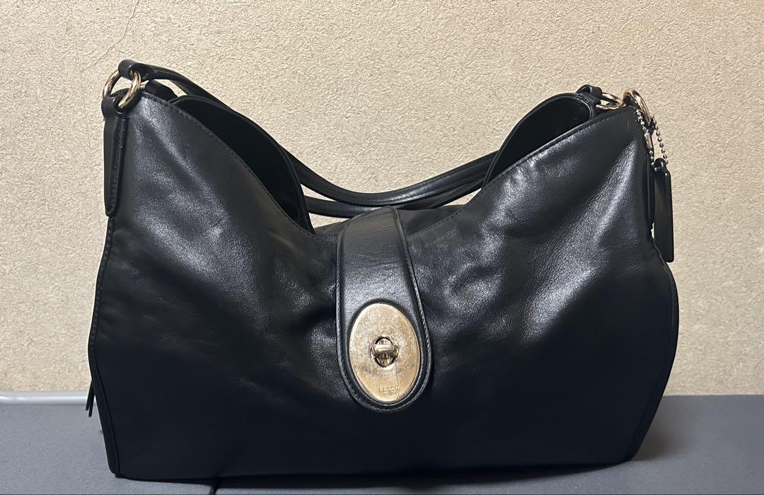 COACH ターンロック レザー ショルダーバッグ