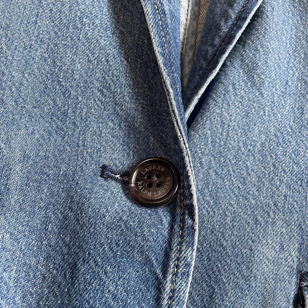【美品】LAUREN JEANS ラルフローレン デニム テーラードジャケット Ralph Lauren - ラルフローレン ビンテージ加工 デニム