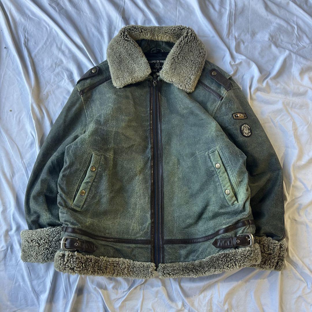 90's vintage ファー付き レザー ムートンジャケット - メルカリ