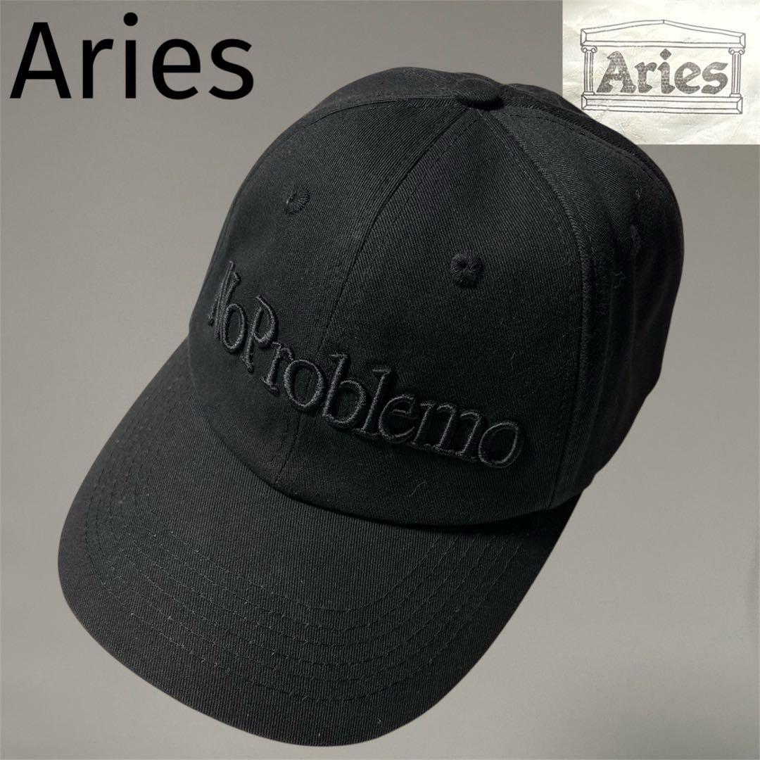 Aries NoProblemo オールブラック 刺繍ロゴ キャップ