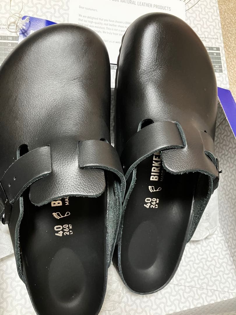 【新品未使用】ビルケンシュトックBirkenstock Bostonレザー黒40