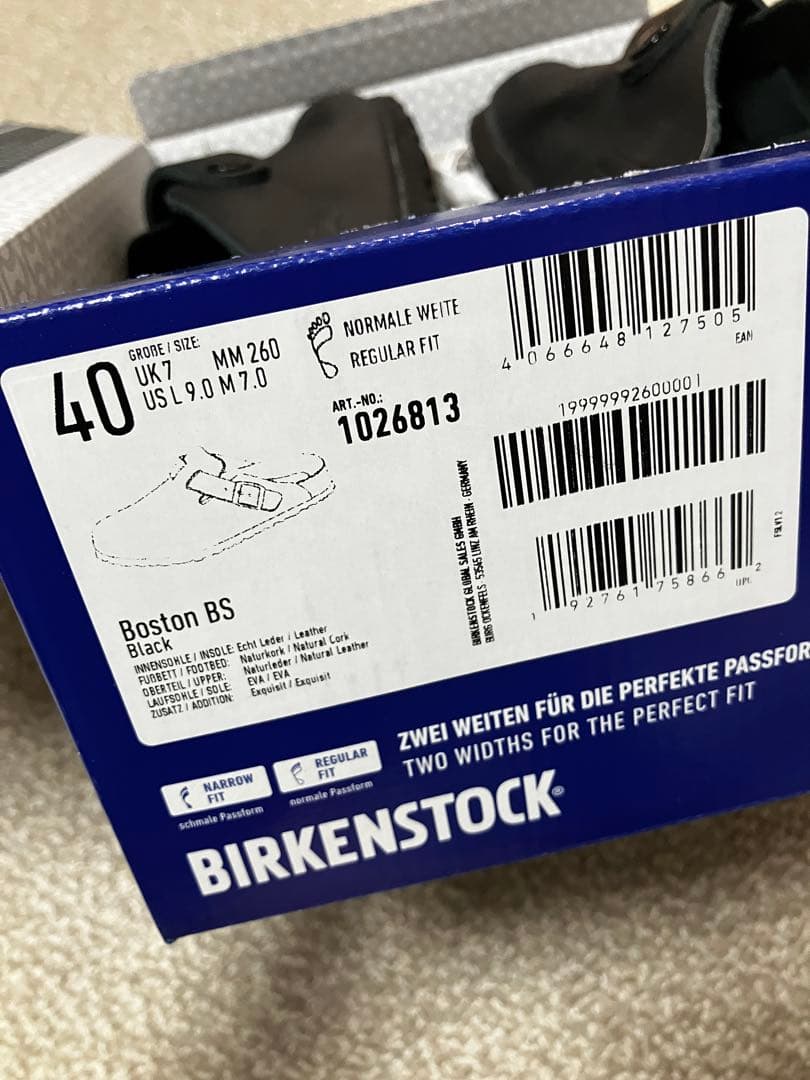 【新品未使用】ビルケンシュトックBirkenstock Bostonレザー黒40