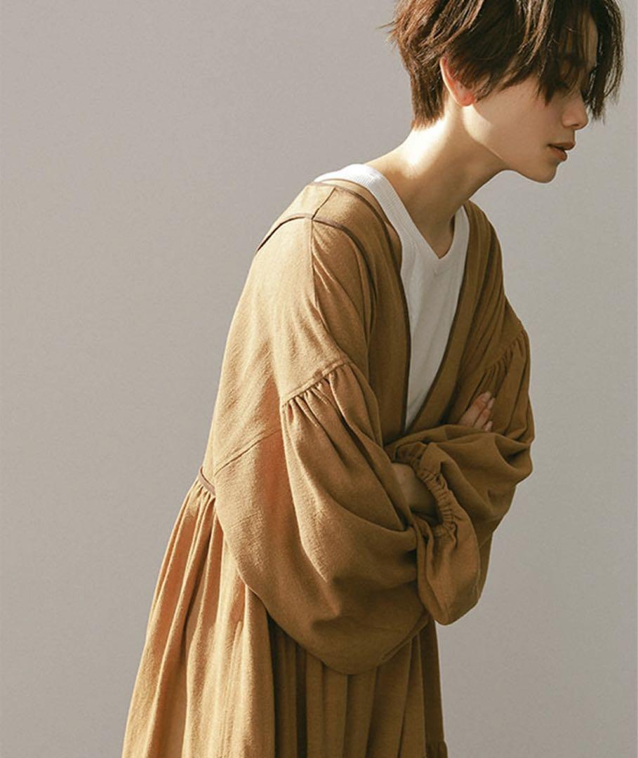 24SS✨人気復刻 エトレトウキョウ リネンボリュームマキシドレス ベージュ 24SS✨人気復刻 エトレトウキョウ リネンボリュームマキシドレス