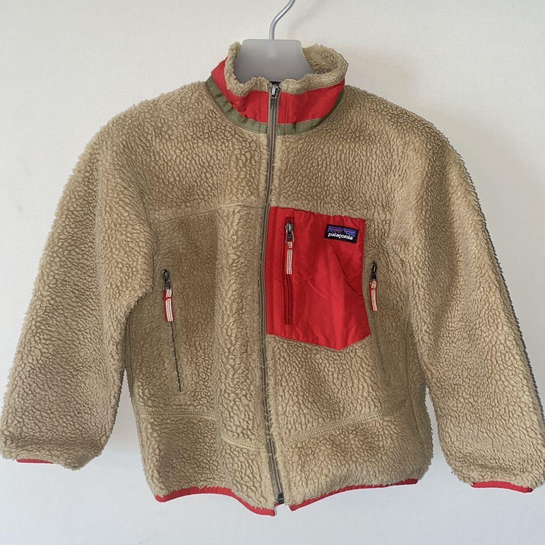 patagonia フリースジャケット S ベージュ/レッド