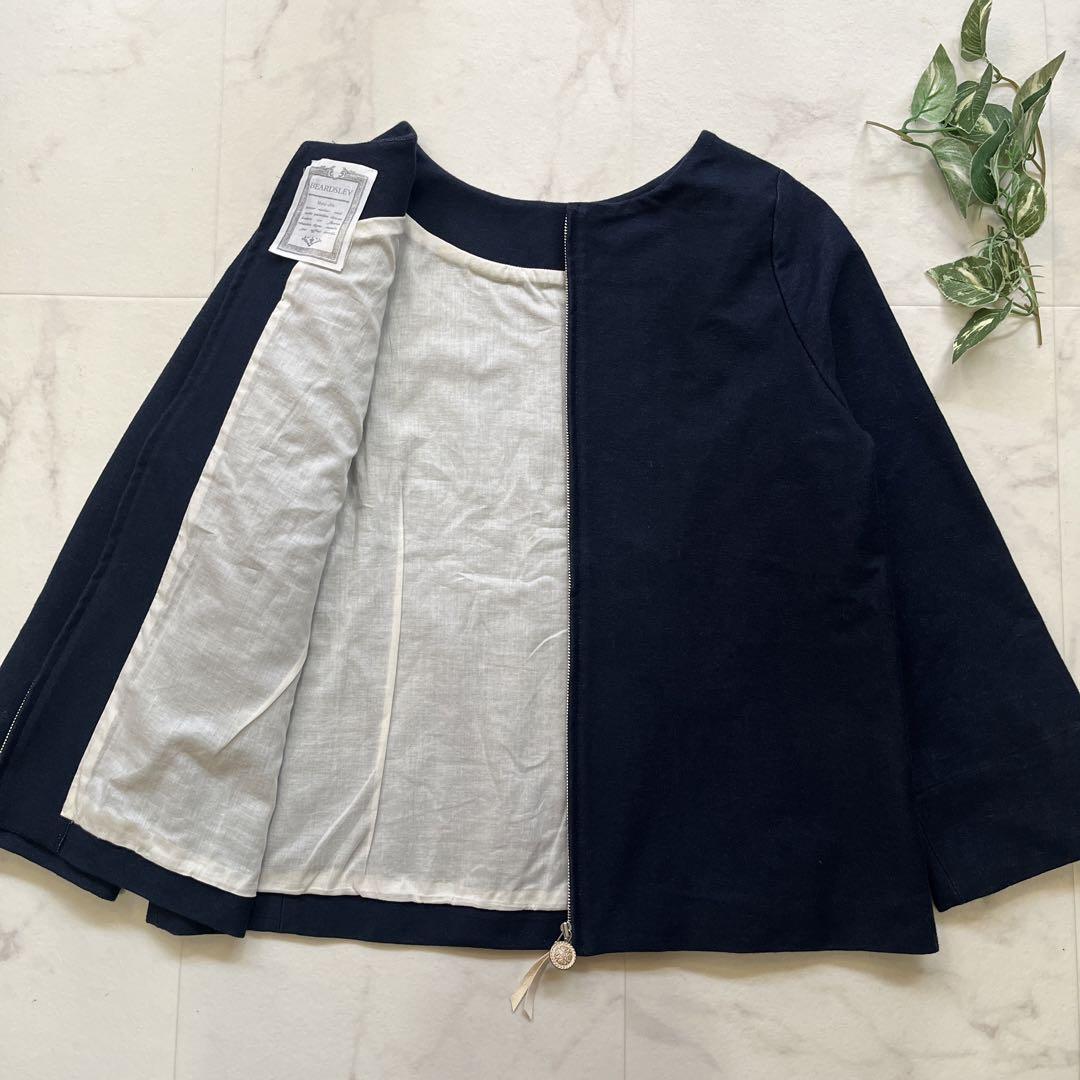 美品　BEARDSLEY 定価2.3万　コンチョボタンノーカラージャケット 美品 BEARDSLEY 定価2.3万 コンチョボタンノーカラージャケット