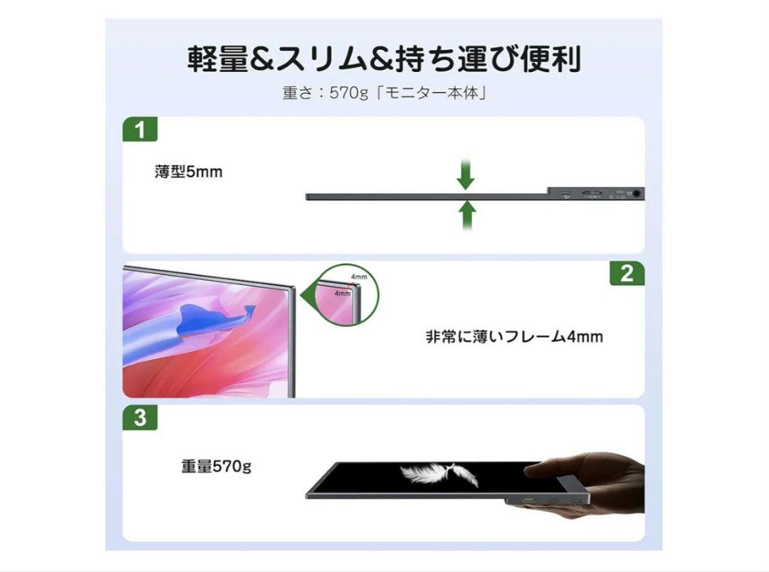 15.6インチモバイルモニター マグネット保護カバー付き