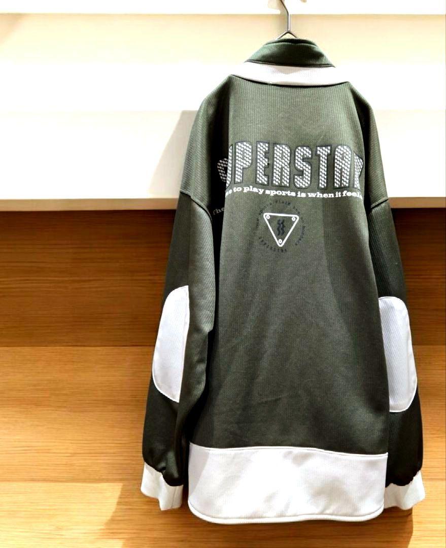 美品 ミズノ スーパースター◆トラックジャケット ジャージ バックロゴ カーキ