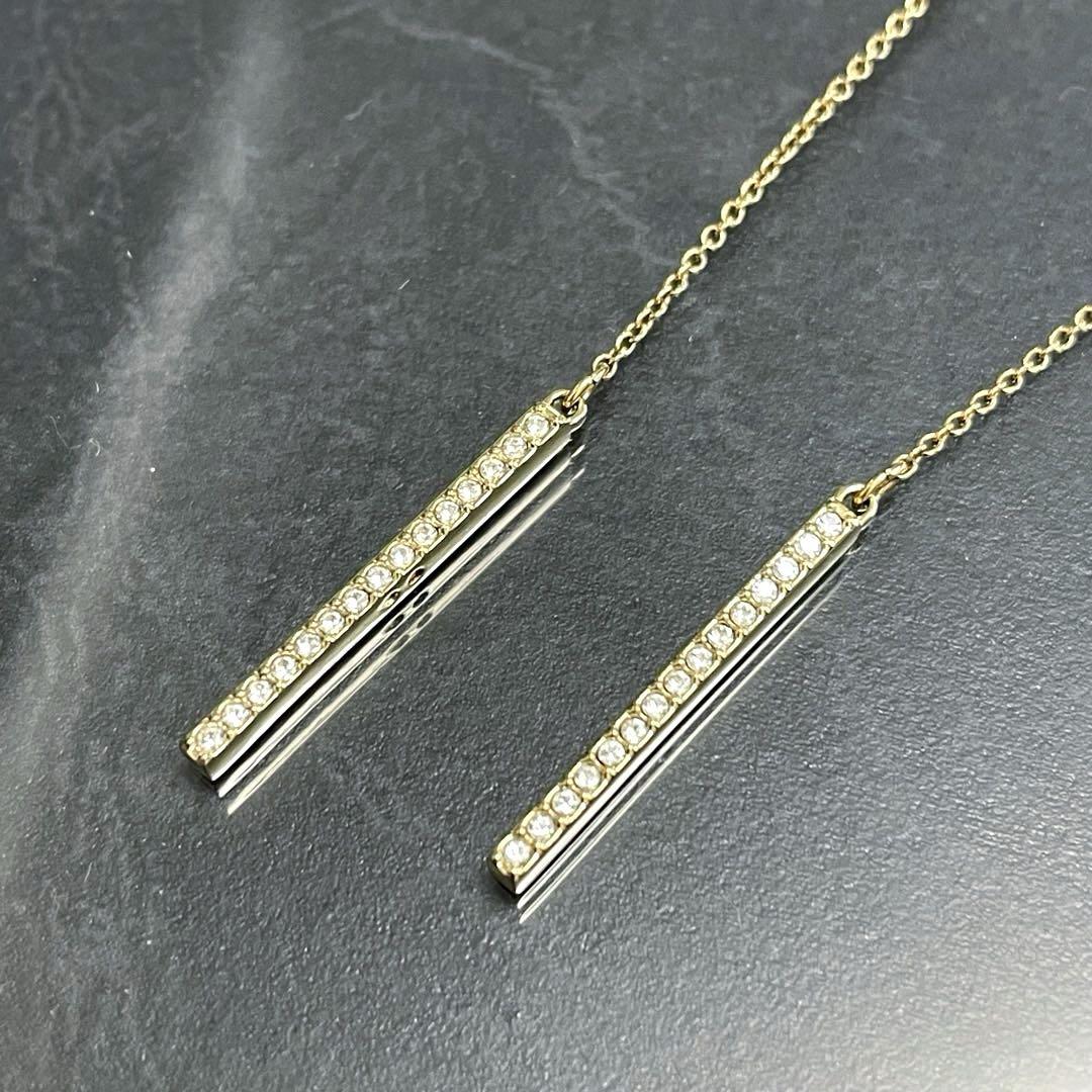 swarovski/スワロフスキー/ロングピアス/ゴールド/ブルー