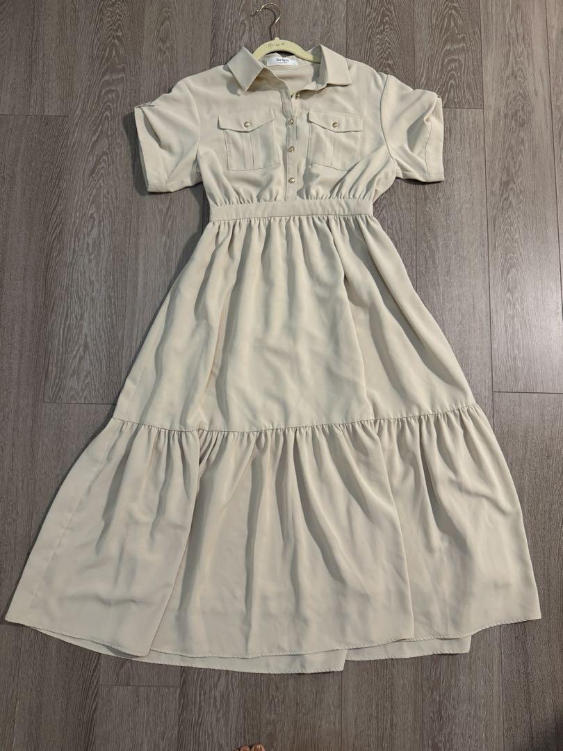 herlipto Noble Shirt Dress nude beige M