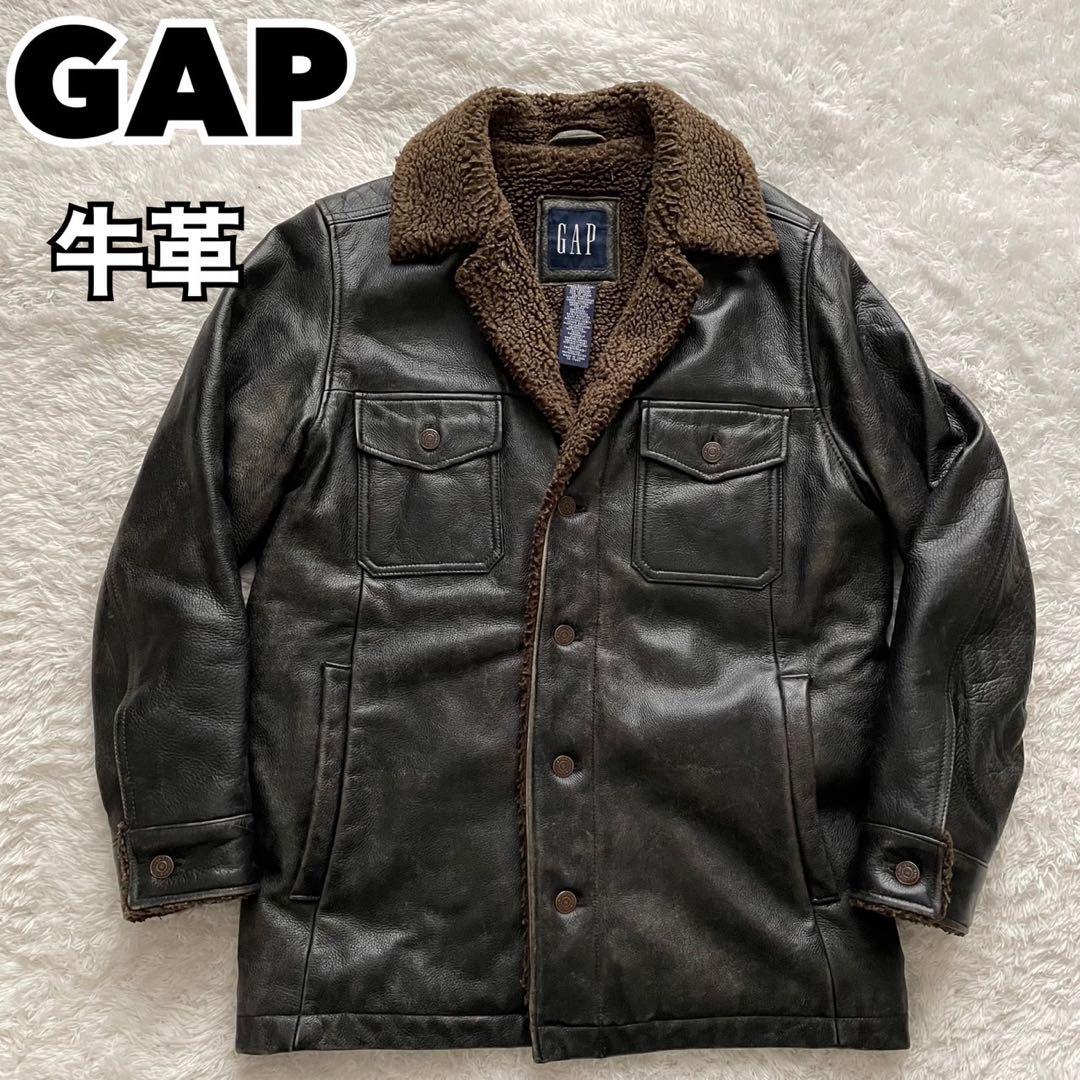 【希少】GAP レザージャケット　牛革　ボア