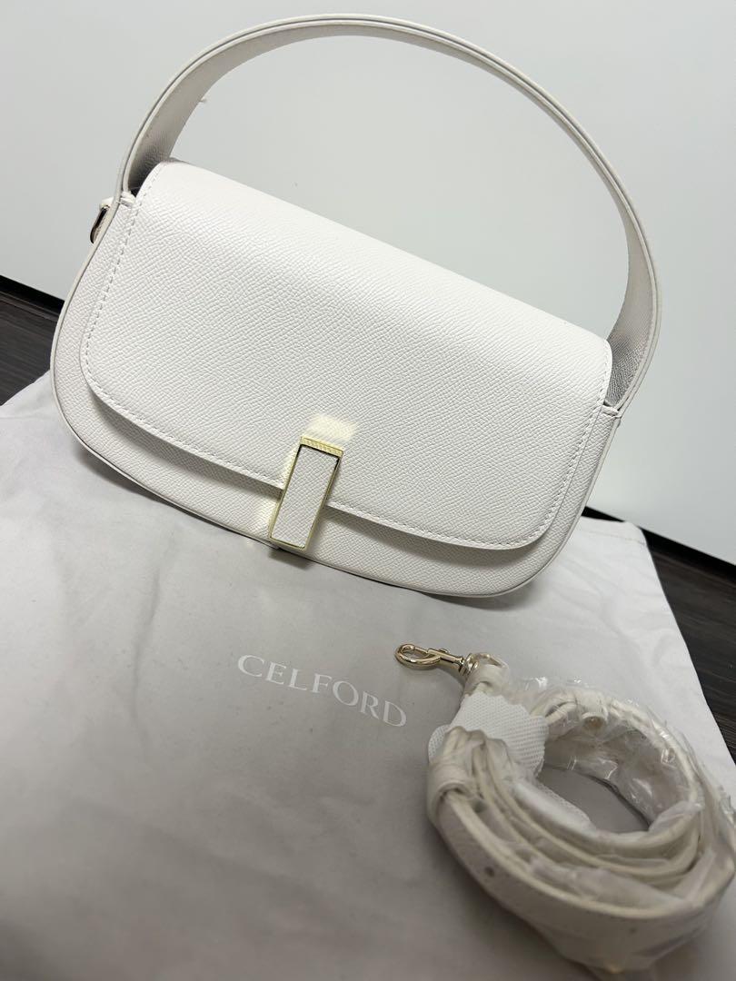 CELFORD ホワイト ラウンドボトムポシェットショルダーバッグ