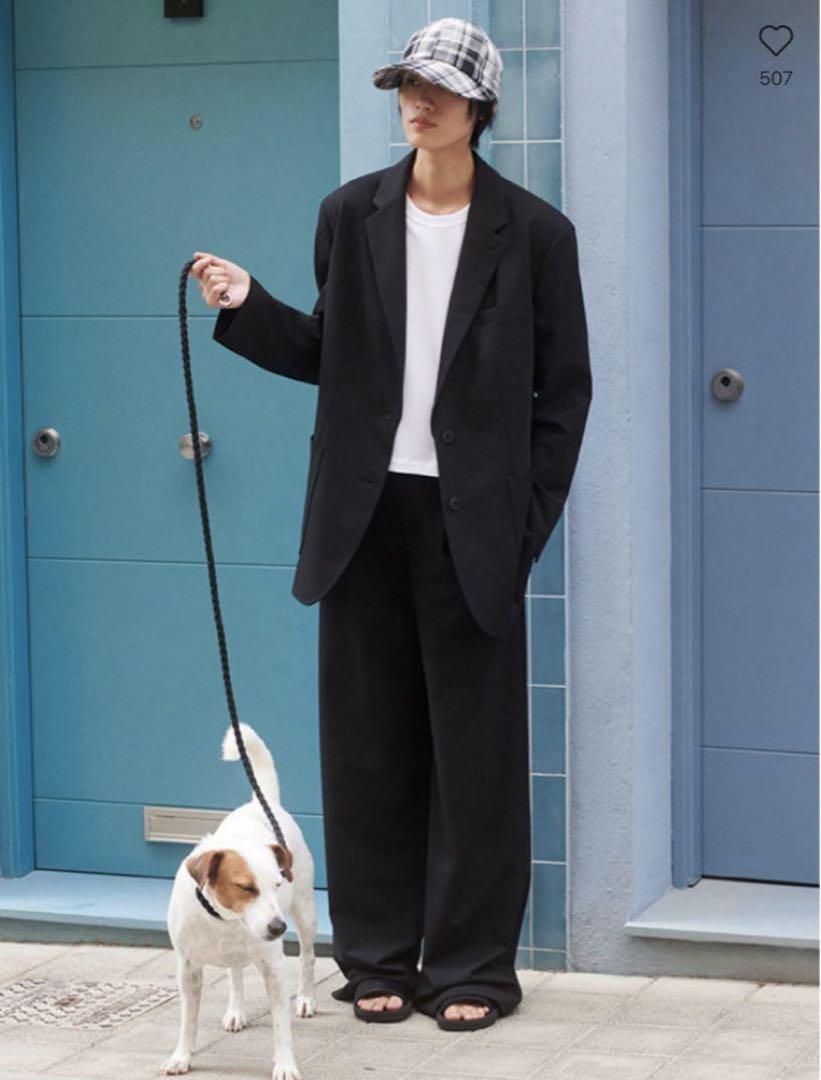 新品 ユニクロC タックワイドストレートパンツ ブラック M  ユニクロシー