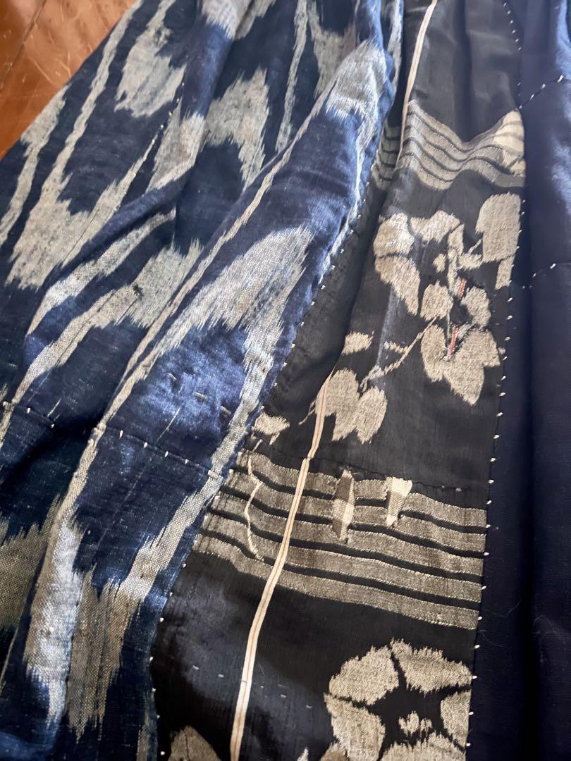 ⭐️古布・藍染木綿絣の襤褸×タックスカート